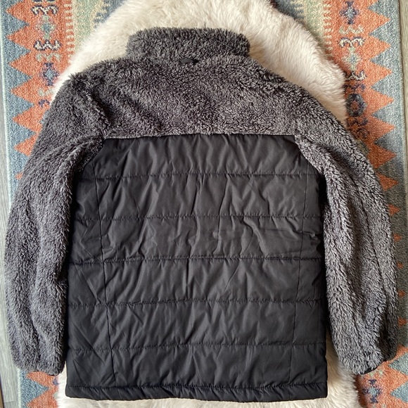 Gerry black nylon puffer coat with grey sherpa sleeves and neck medium 10/12 - Picture 14 of 15